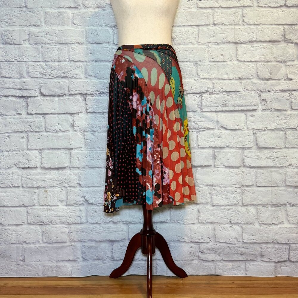 Fuzzi Sheer Patchwork Midi Skirt - image 1